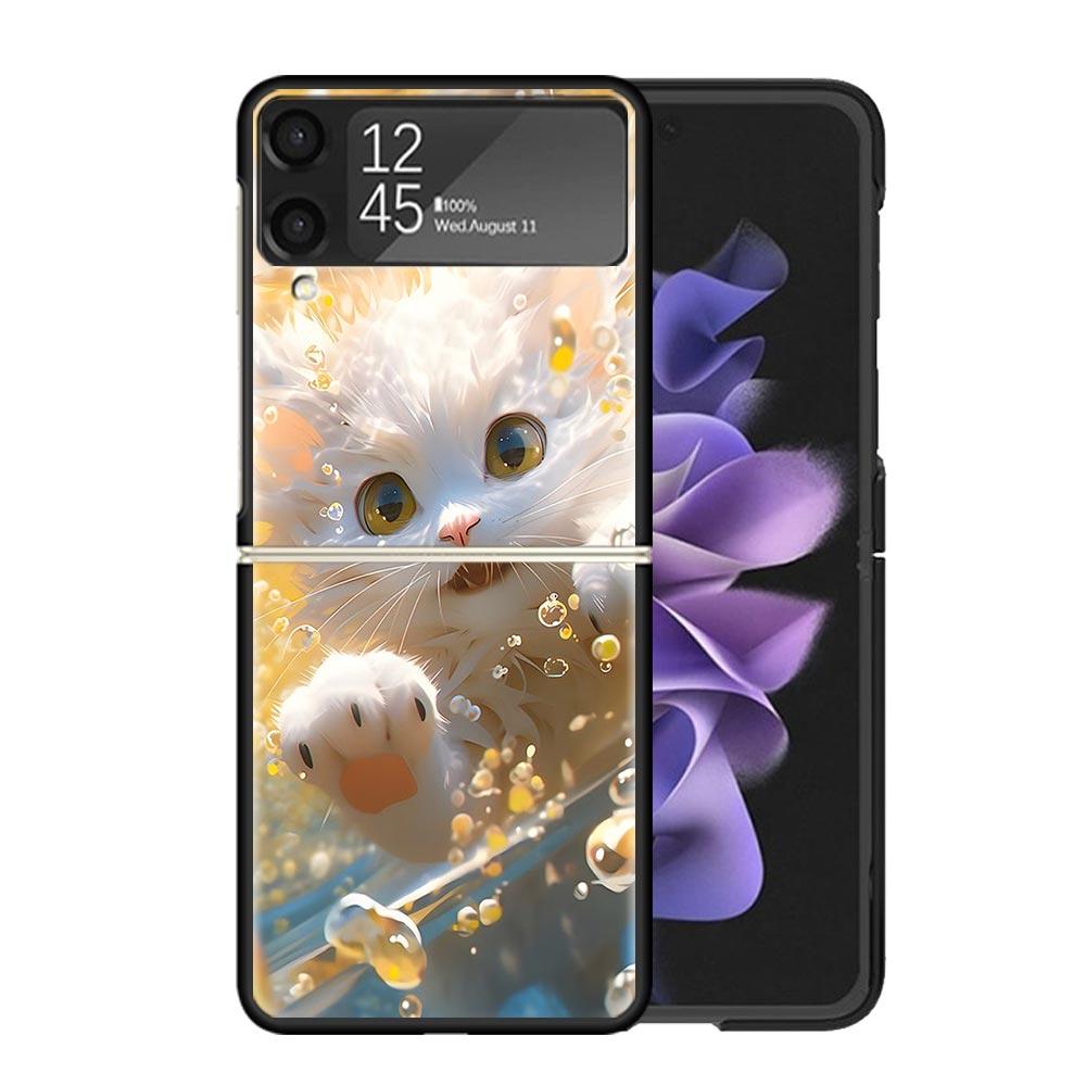 Cartoon Cute Cat Fish Aesthetic Cases For Samsung Galaxy Z Flip 4 5 6 7 3 Z Flip7 Flip6 Flip4 Flip5 Flip3 5G Hard Shockproof Fun