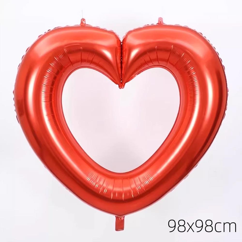Large Heart-Shaped Aluminum Foil Balloon Frame for Party Decoration
