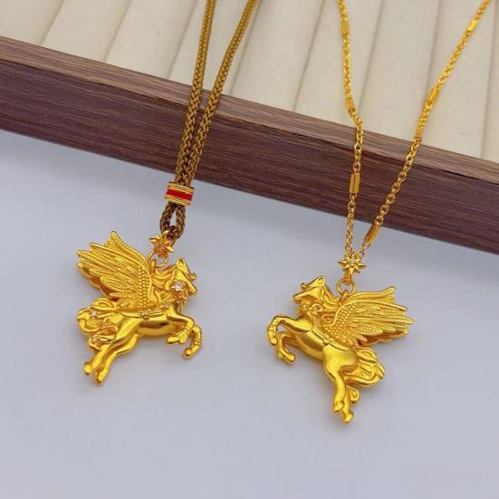 Nazar Pegasus Złoty Wisiorek Skrzydlaty Koń Symbol Mitologiczny Siły Wolności Latający Koń Biżuteria Prezent dla Kobiet Mężczyzn