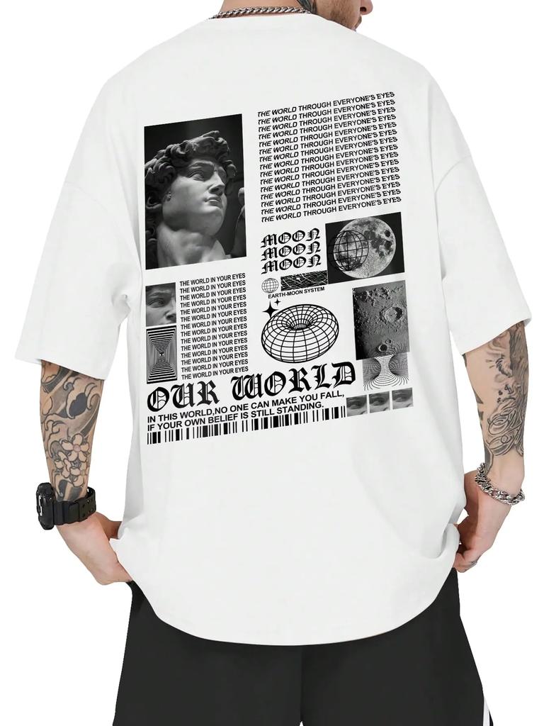 Sommer neu 100% Baumwolle Herren Rundhals Kurzarm Locker T-Shirt Oberteil Buchstaben bedrucktes T-Shirt Hohe Qualität Rockmusik Festival