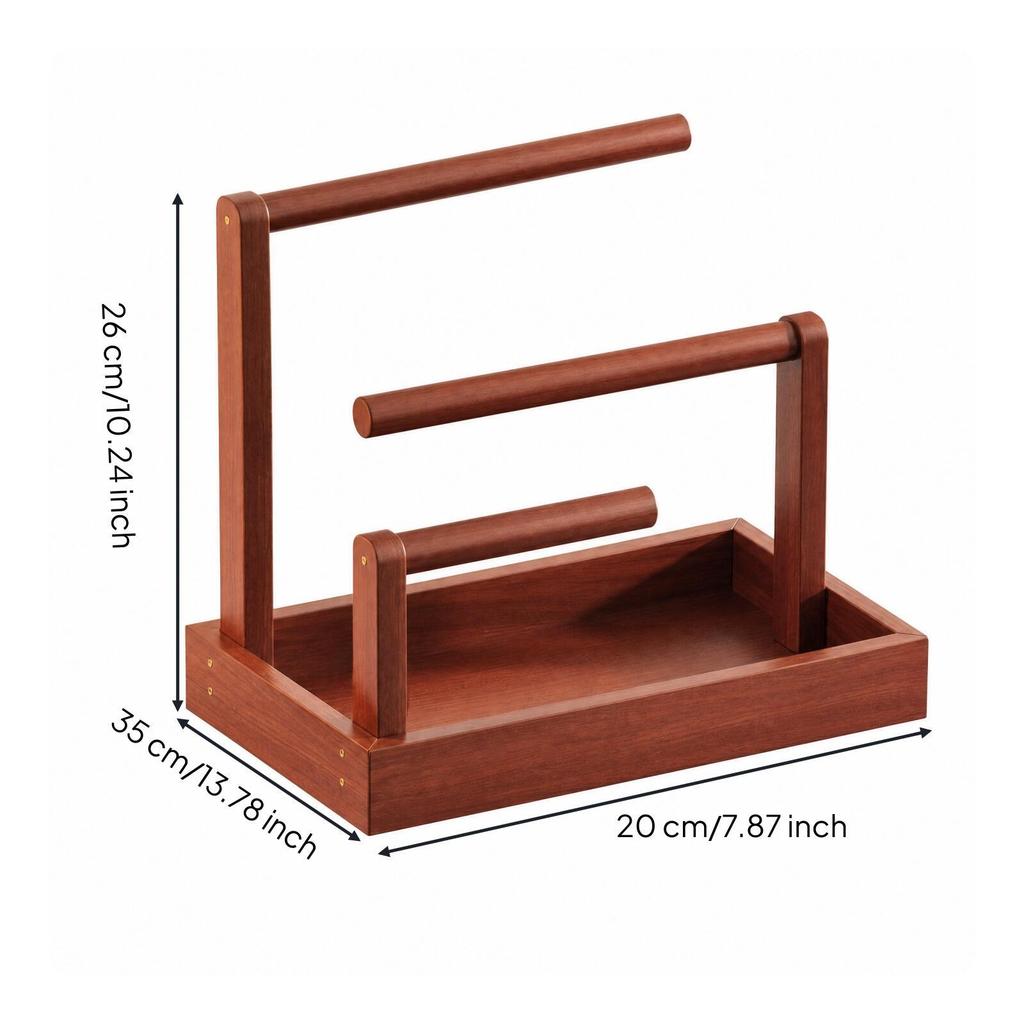 Wood-Look Jewelry Stand with Raised Tray Functional Tabletop Organizer
