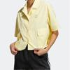 Adidas Neo Solid Color Suit Collar Casual Short Sleeve Shirt Women Shirts Yellow IB8890