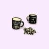 Artistic Cartoon Design Coffee For Life Mug With Durable Geometric Alloy Pin Ideal For Everyday Use