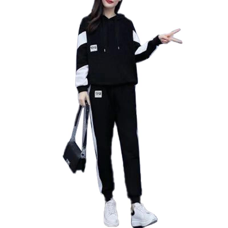 Conjunto de Ropa Deportiva para Mujer de Talla Grande - Moda Otoño 2022 Ajuste Holgado Dos Piezas