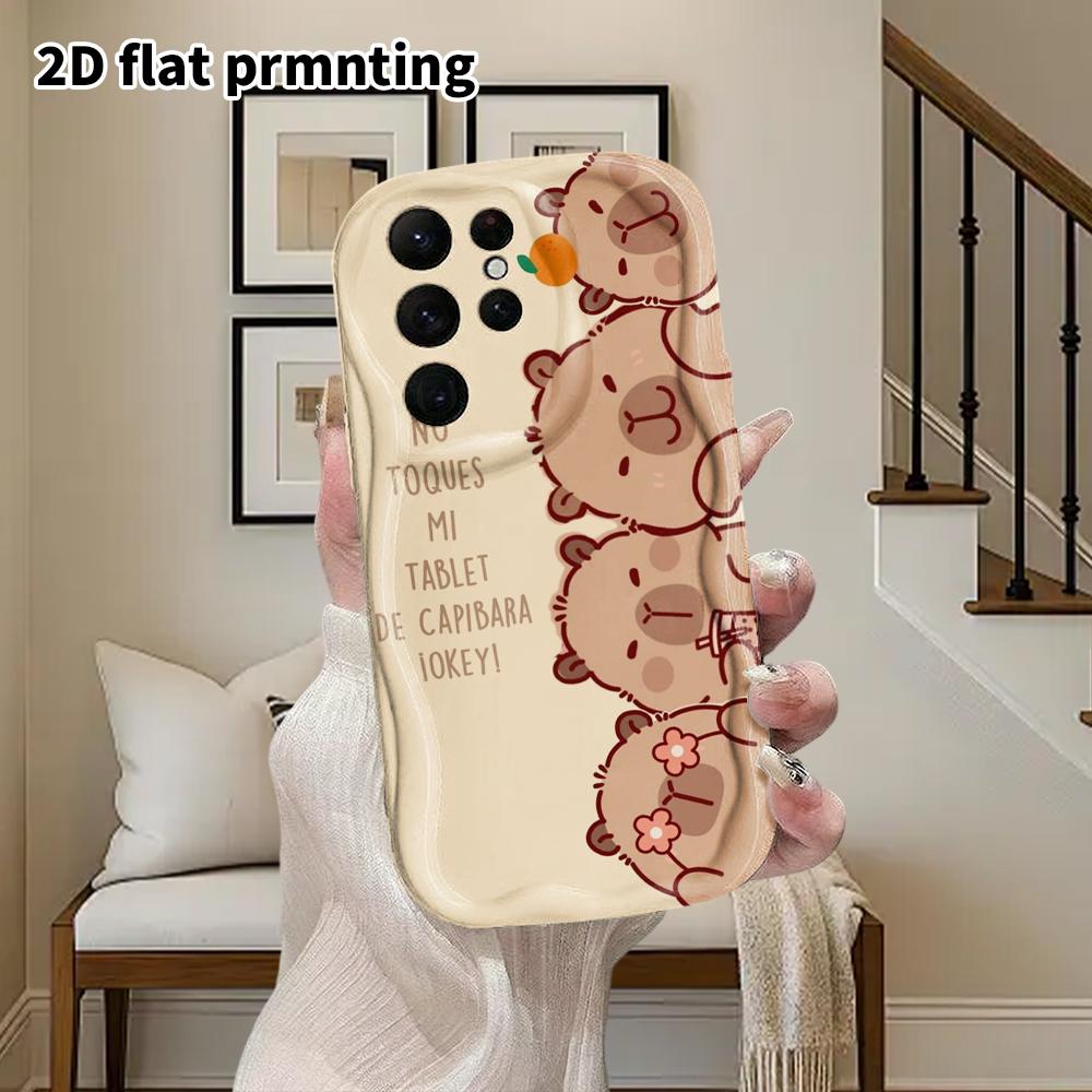 Phone Case: 2D Flat Samsung Galaxy A34 A35 M05 M06 S20 S22 S21 FE Plus 5G Protective Case, Couple Style, Layered Capybara, Christmas and Halloween Gif