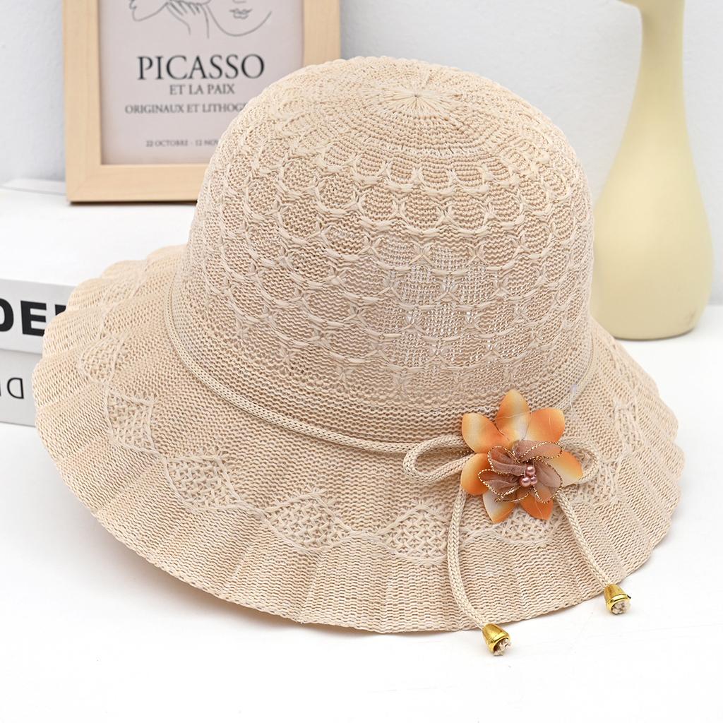 Sommer Neuer Strohhut Mode Wellenkante Schleife Beckenhut Grasweberei Strand Sonnenhut