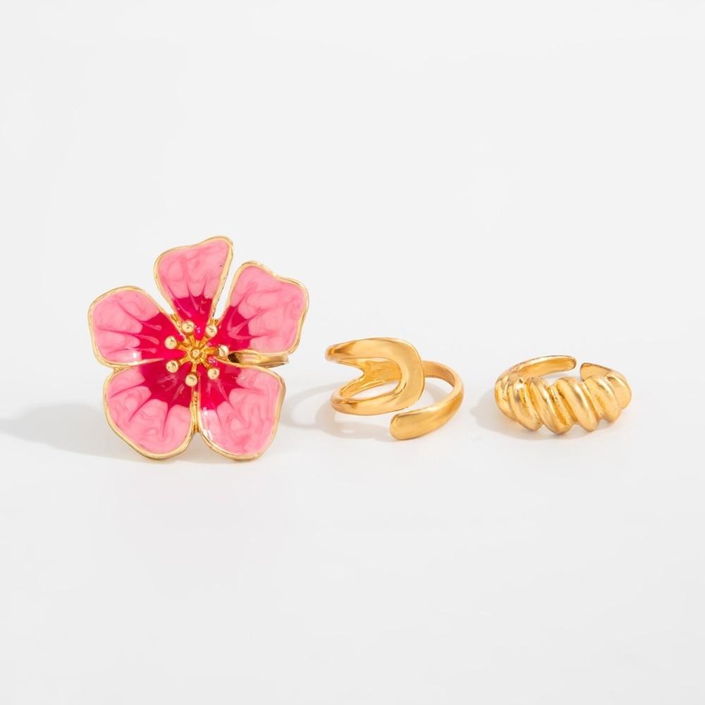 3Pcs/set Flower Shape Toe Ring Geometric Outline Geometric Jewelry Metal Foot Decor Street Shoot