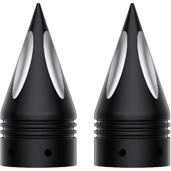 3.6  Spike Front Axle Nut Covers Caps Fit for Harley Touring Softail Electra Street Road Glide Sportster (Chrome) Black Contrast