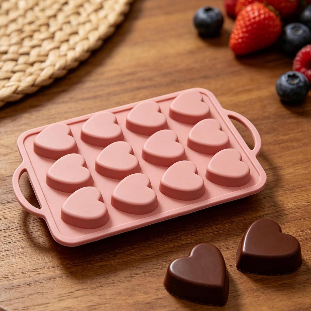 12 Hole Heart-shaped Mousse Cake Mold Silicone Love Heart Baking Mold Kitchen Baking Tool For Chocolate Pancakes Bread