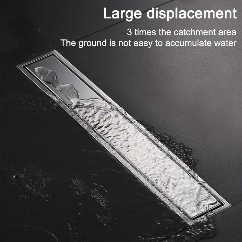 Invisible Tile Floor Drain Brshed Gold Black 304 Stainless Steel Lavatory Bathroom Shower Long Linear Drainage Side Floor Drains