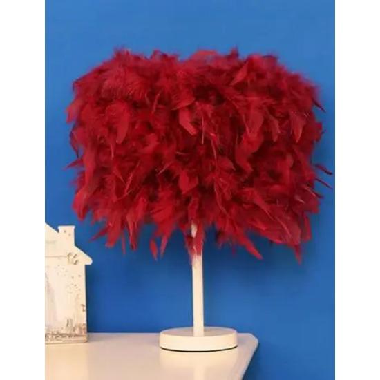 

Современная настольная лампа с перьями, простой свадебный подарок на День святого Валентина, теплое украшение принцессы для спальни, прикроватная маленькая ночная лампа S&US Plug-3000K