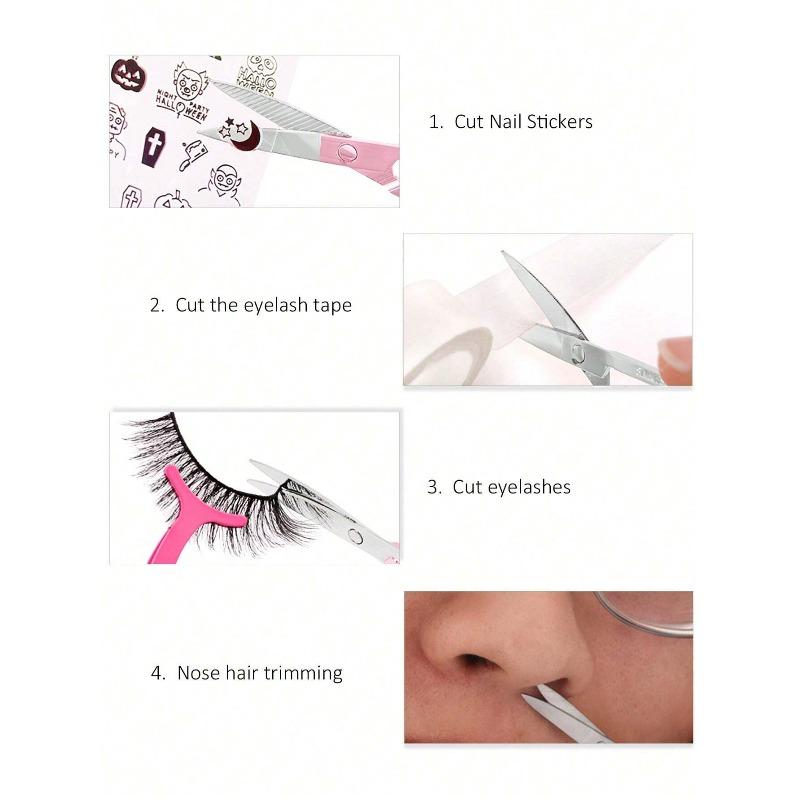 1pc Stainless Steel Eyebrow Trimming Scissors For Fake Eyelashes Trimming, Nose Hair, Beard, Facial Hair Removal Tool