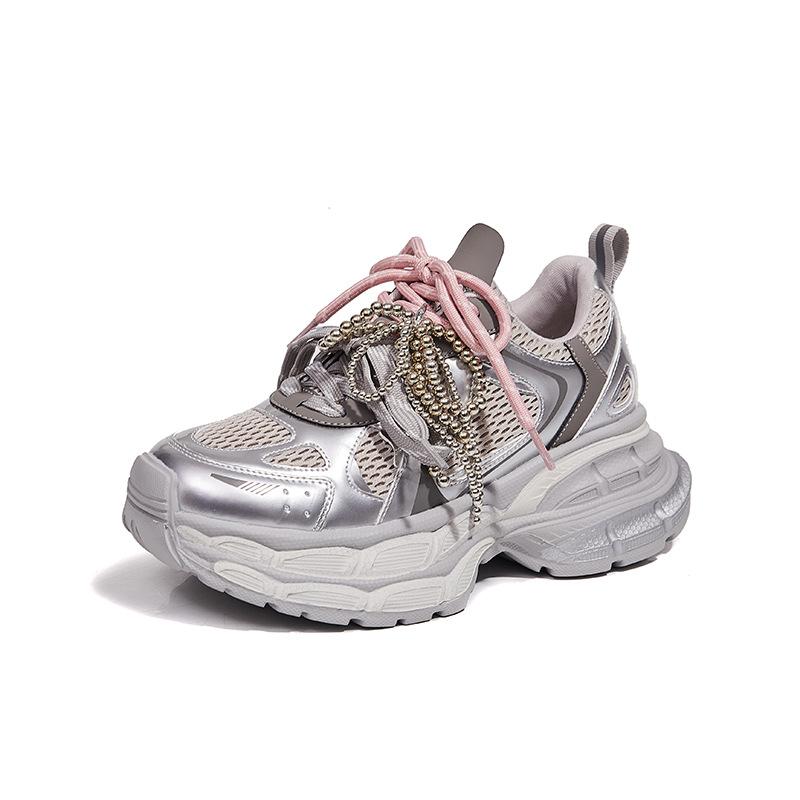 Nové dámské tenisky, módní sportovní jednobarevné boty se silnou podrážkou