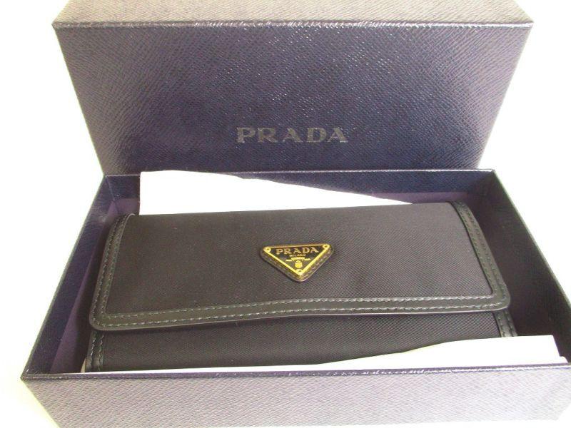 Authentic PRADA Black Nylon and Leather Bifold Long Wallet Purse #a122  Refurbished