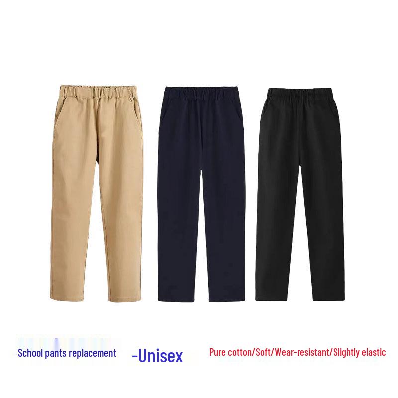 Kids' Khaki and Navy Elastic Waist Western Uniform Pants for Boys and Girls