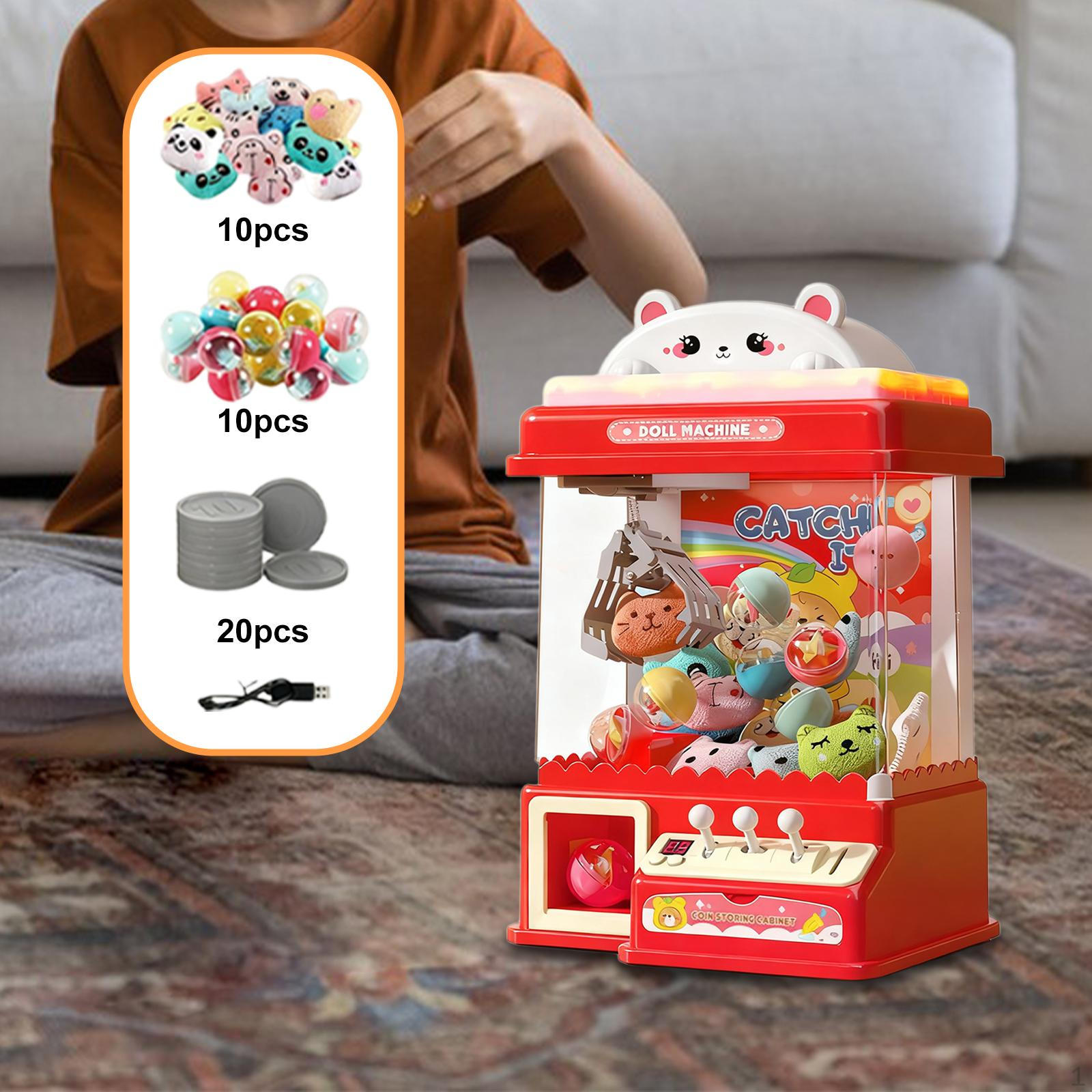 

Mini Toy Claw Machine Table Game Fun Challenge Electric Grabber for Children червоний