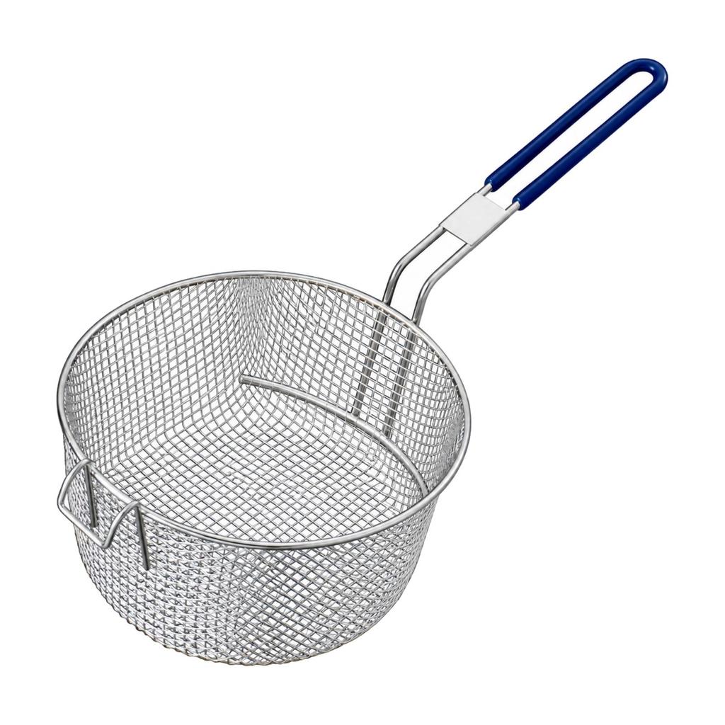 Easy-Draining Round Stainless Steel Frying Basket Food-Grade Kitchen Accessory