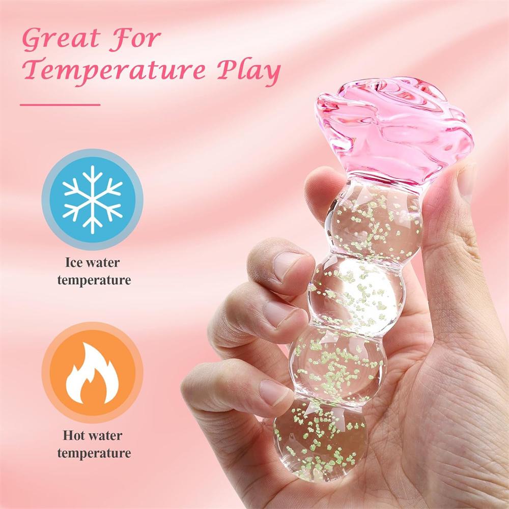 Crystal Glass Dildos Anal Plug Sex Toys Luminous Glass Prostate Massage Beads Penetration Butt Plug Adult Toys for Women Gay