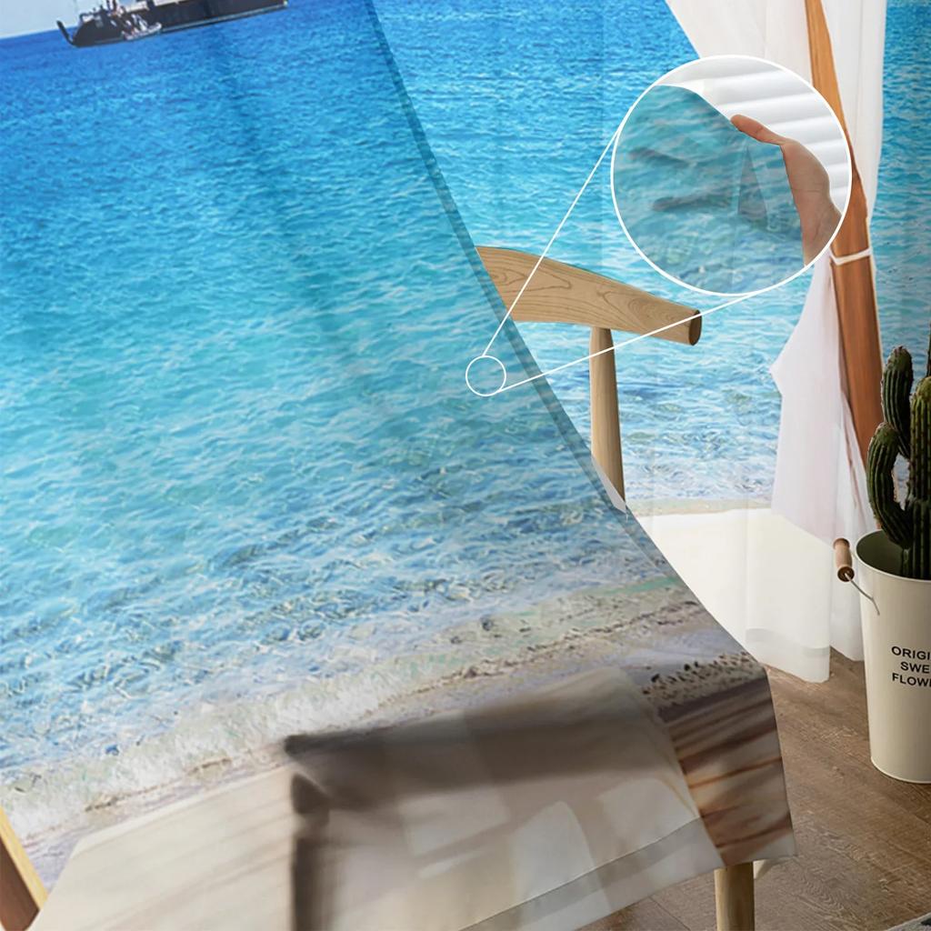 Bali Scenery Ocean Vacation Sheer Curtains Living Room Window Tulle Curtains For Bedroom Kitchen Home Decoration Voile Drapes