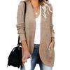 Autumn Winter Vintage Loose Long Sleeve Top Solid Color Cardigan Knitwear V-Neck Sweater