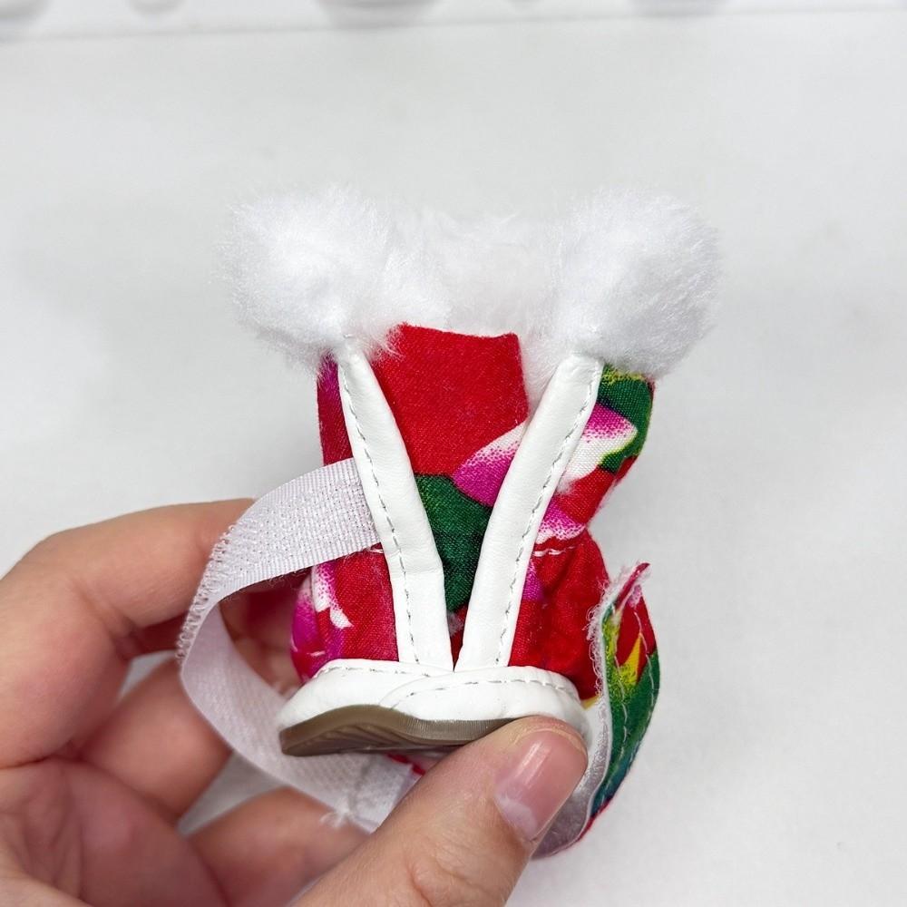 4Pcs Christmas Winter Dog Shoes Warm Cats Puppy Socks Fashion Pet Shoes  for Small Medium Dog