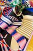 Satin Women' Scarf 70x70 - Colorful Equestrian Motif, Yellow Frame, Artistic Style