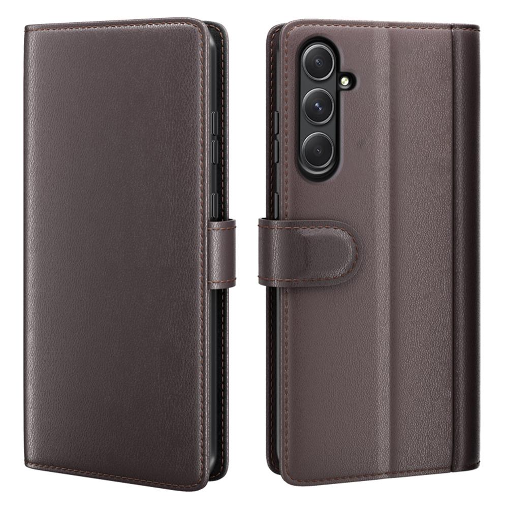 AMORUS For Samsung Galaxy A55 5G Stand Cases Calf Texture Genuine Split Leather Wallet Phone Cover