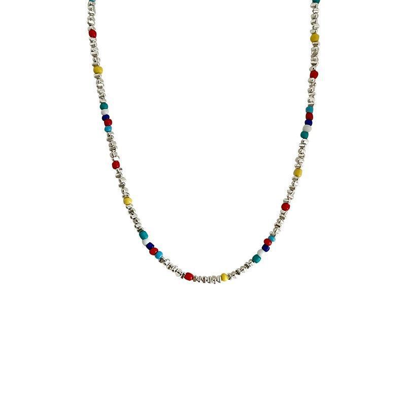 Colorful Double-Layer Beaded Necklace - Women's Luxury Clavicle Choker Accessories