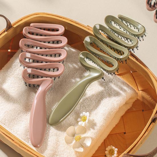 Yousheng Boar Bristle Hair Brush Portable Anti-static Vented Hair Paddle Brush Women Scalp Massage Hair Voluming Styling Detangling Comb