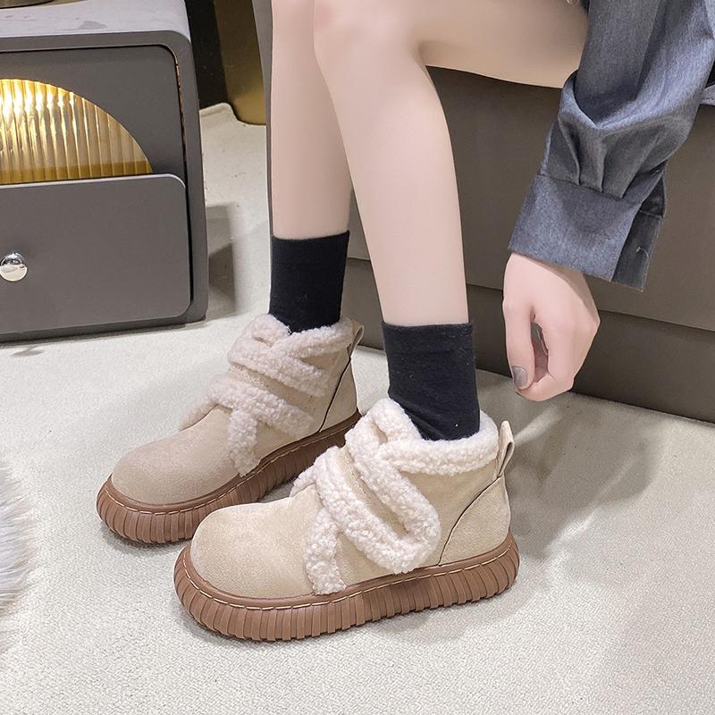 Fashion Aphixta New 4cm Chunky Heel Women Snow Boots Furry Winter Sneaker Shoes Short Plush Ladies Shoes Botas De Invierno Para Mujer
