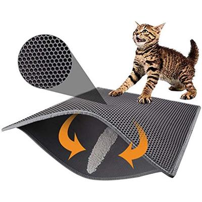 Cat Litter Mat Cat Litter Mat 76x61cm Double Layer Waterproof High Elastic EVA Suitable for Cat Litter Box Self-cleaning Covered Cat Litter Box