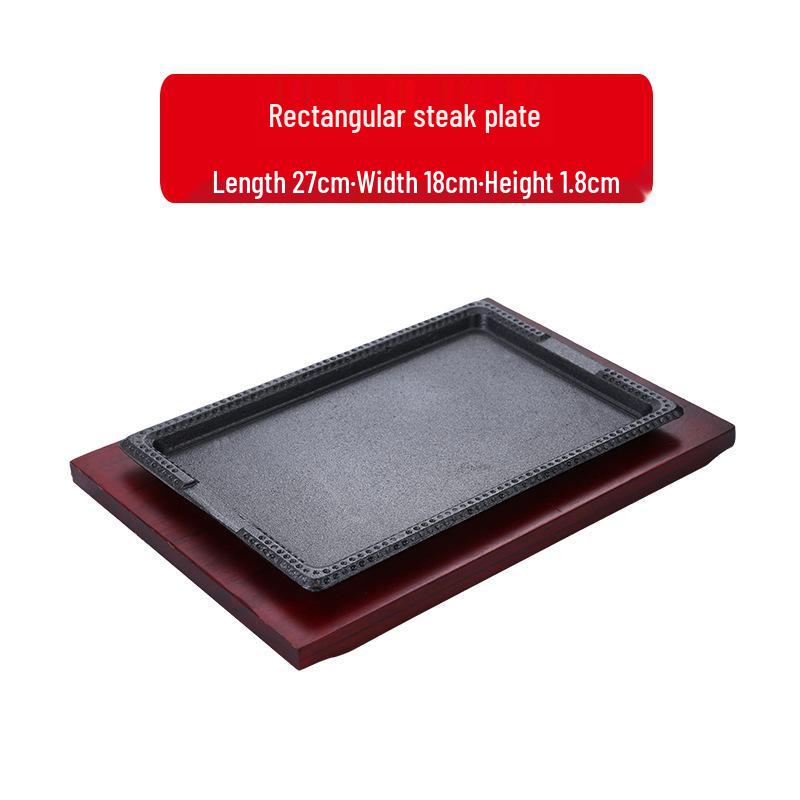 Commercial Cast Iron Round Griddle Pan for BBQ and Gas Grill - Rectangular Steak Plate