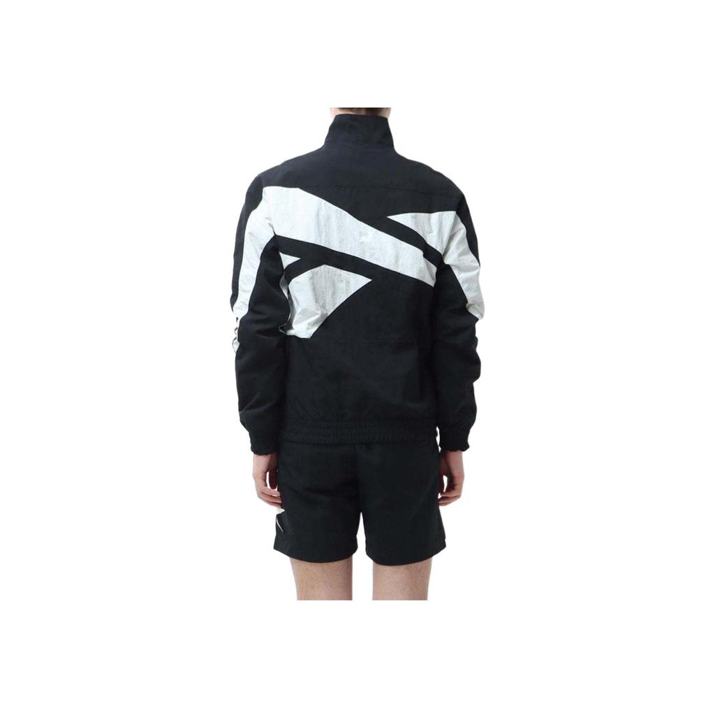 Reebok High Street American Brand Logo Letter Splicing Color Block Casual Woven Retro Stand Collar Jacket Unisex Jacket Black 24SRM101UGH0