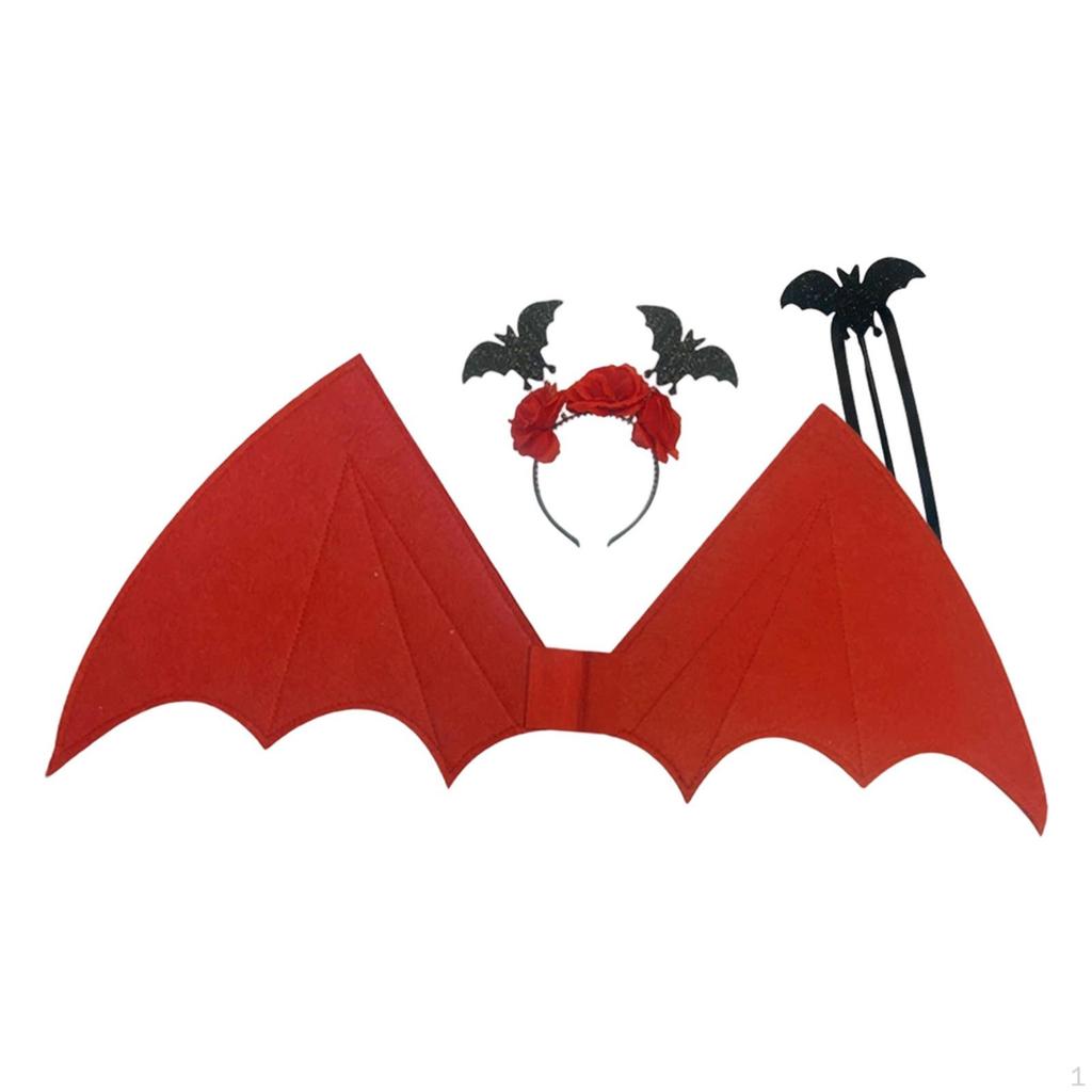 3 Pieces Halloween Devil Costume Set Lightweight Multipurpose 60cmx30cm Wings