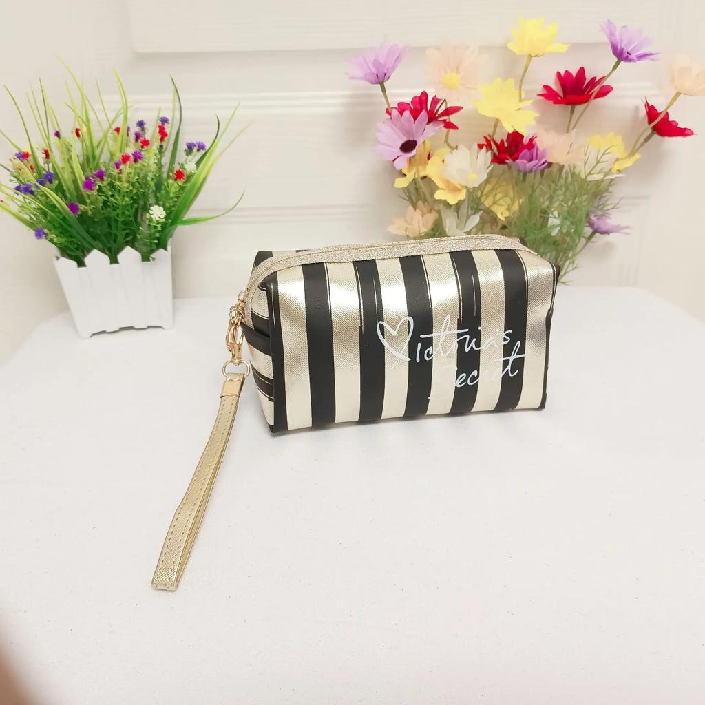 Tragbare gestreifte Make-up-Tasche, kleine Größe, hochwertige Handtasche, tragbare Mini-Make-up-Aufbewahrungstasche, wasserdichte Damentasche cs013
