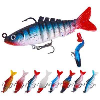 Creature Baits Soft Jig Shad Bait Soft Silicone Fake Bait with Jig Head 9CM /16g Multi SectionSwimbait for Perch Predator