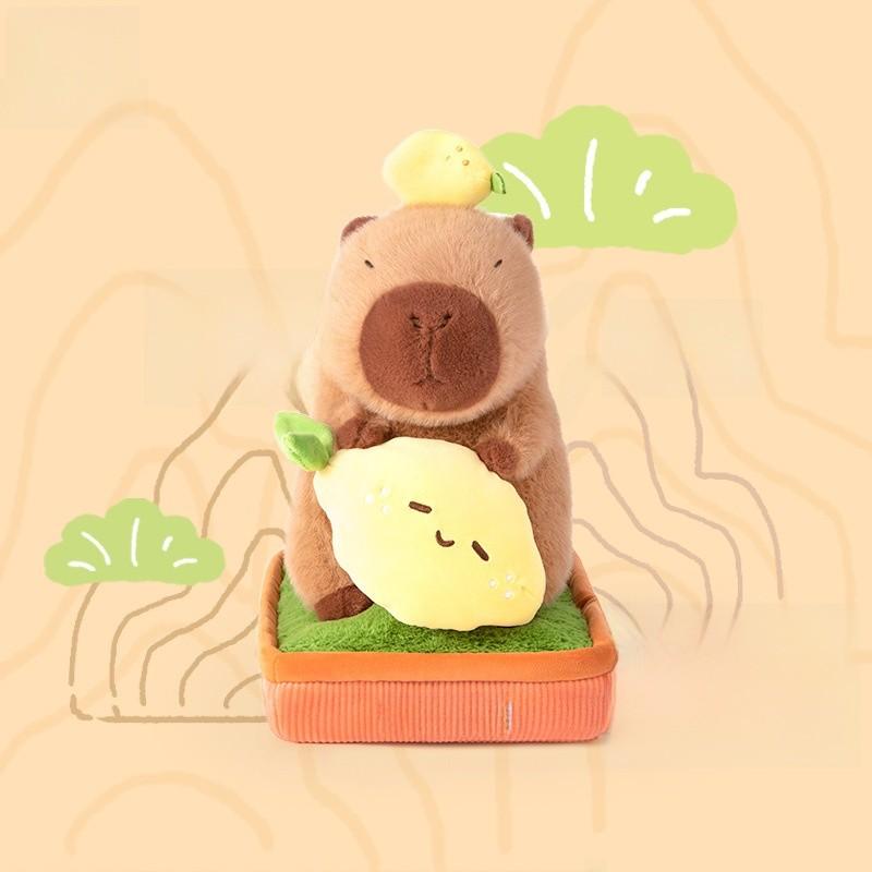 Capybara Plush Potted Toy Cute Soft Filled Doll Desktop Decoration Gift Holiday