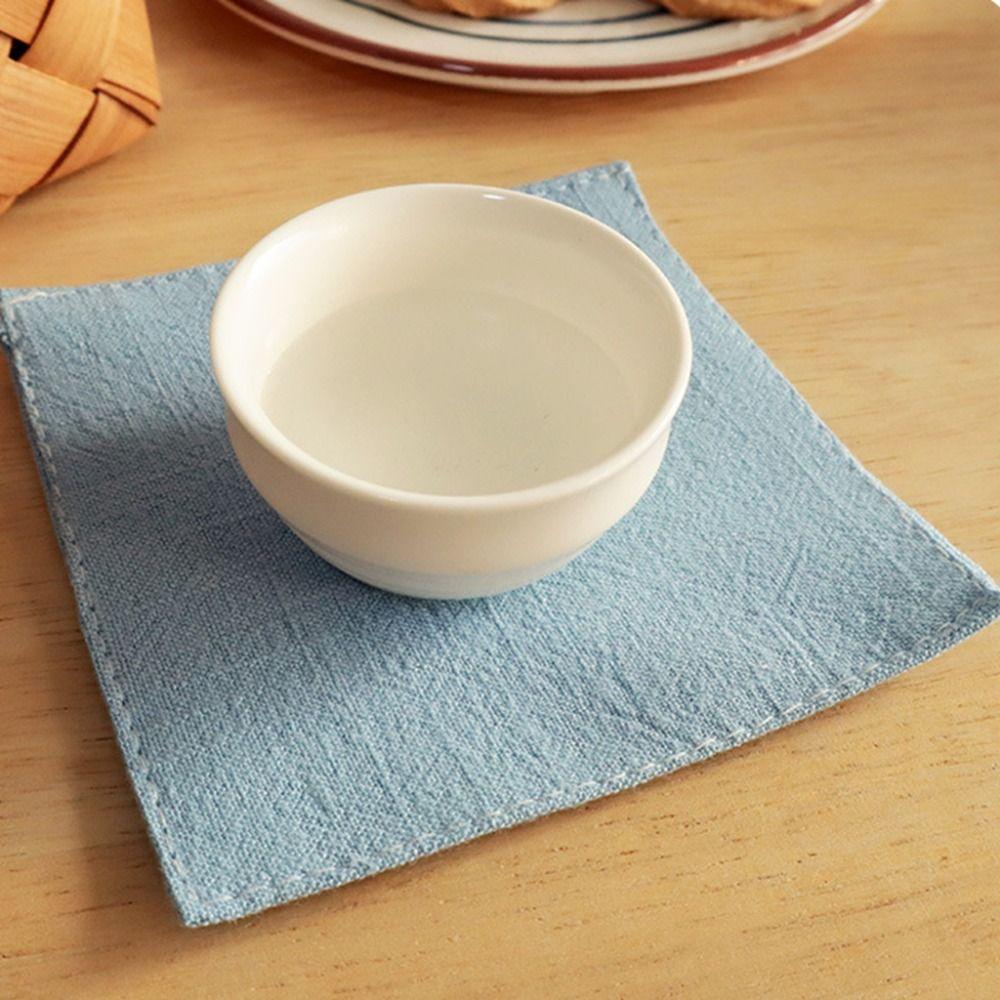 3Pcs Creative Double Cloth Placemat Durable Tea Cup Mat Kitchen Accessories Insulation Pad  Tea