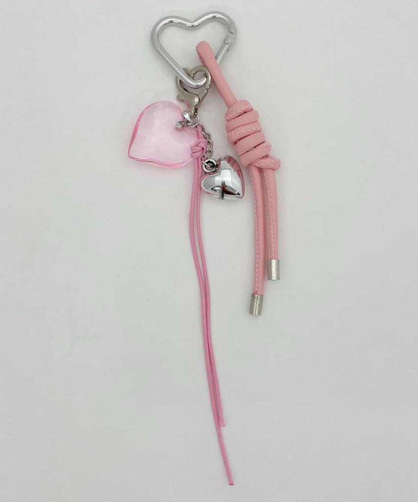 WEGO Heart Motif Keychain School Size Pink Set, Gift, Cute, Girly, Women's, F,