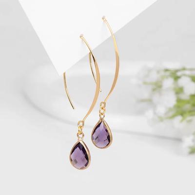 Mode Kristall Wasser Tropfen Ohrring Für Frauen Opal Amethysten Rosa Quartzs Anhänger Eardrop Baumeln Lange Ohr Haken Mädchen Partei Schmuck