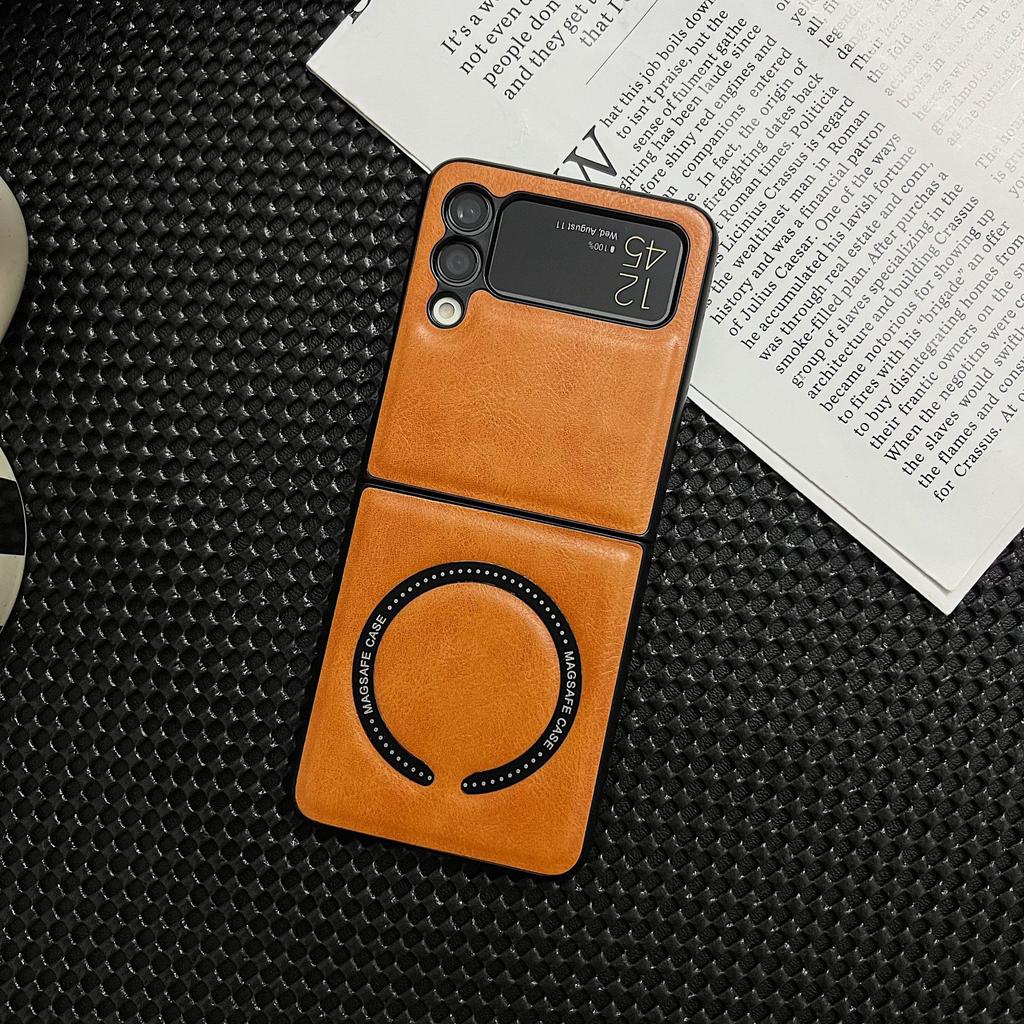 Suitable for Samsung Galaxy Z Flip6 Folding Phone Case ZFold6 Leather MagSafe Dustproof Tup Jacket