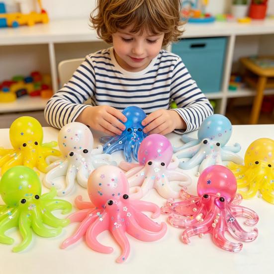 Mini Octopus Squeeze Toy Anxiety Stress Relief Octopus Stress Toy Soft Stretchy Sea Animal Sensory Toy Party Favors
