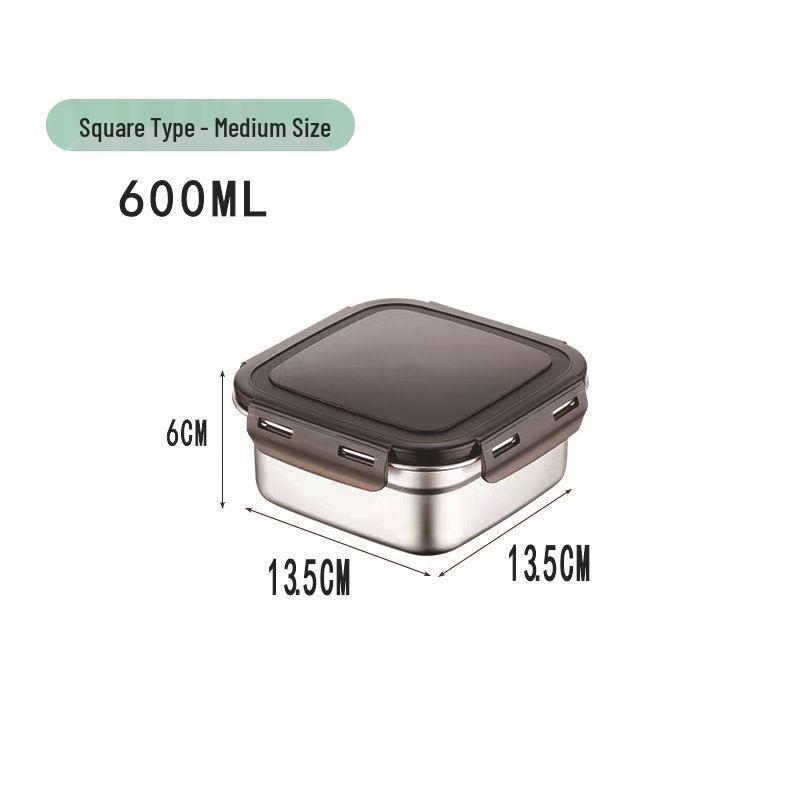 304 Stainless Steel Square Lunch and Storage Box with Lid