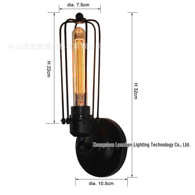 European Retro Decorative Wall Lamp for Hallways and Corridors - Iron Art Industrial Style Mirror Front Cafe Lighting