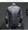 Men's Trendy Retro Motorcycle Denim Jacket - Slim Fit, Fashionable Baseball Collar for Autumn and Winter.