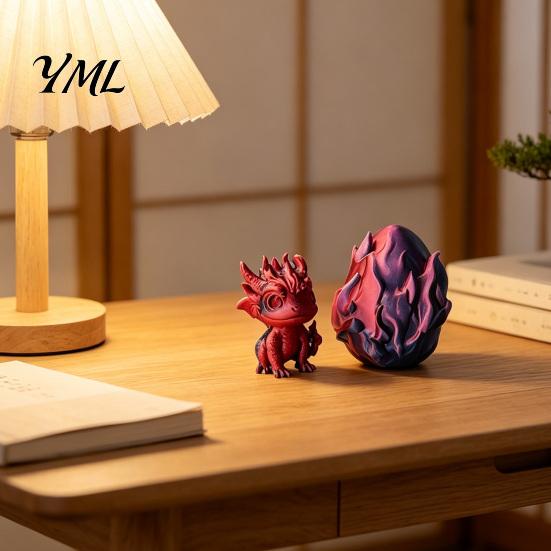Desktop Dragon Egg with Mini Toy, 3D Printed Miniature Figurine, Decoration for Home Office Model
