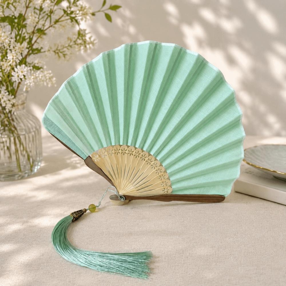 Shell-Shaped Mini Shell Fan Bamboo Frame Retro Handheld  Fan Summer Cooling Fan  Home Decoration