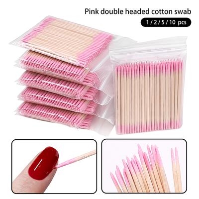 100/200/500/1000pcs Nails Wood Cotton Swab Clean Sticks Bud Tip Wooden Cotton Head Manicure Detail Corrector Nail Polish Remover Art Tool