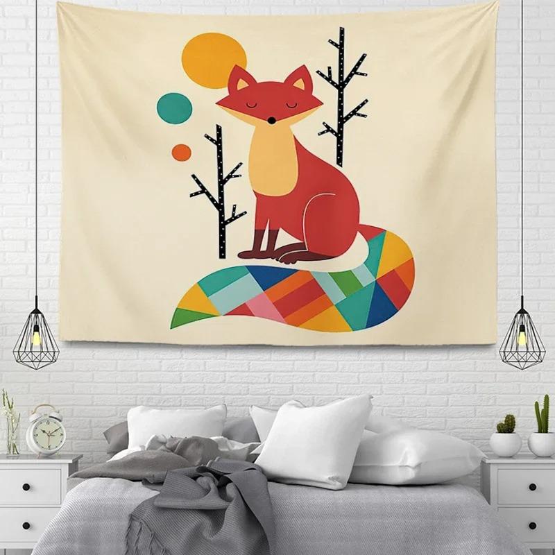 Colorful Cartoon Animal Decorative Tapestry Home Wall Decor Living Room Office Tapestry
