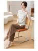 Chinese Style Summer Set: Short-Sleeved Blouse & Wide-Leg Pants for Middle-Aged Women